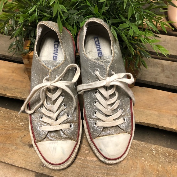 shiny silver sneakers